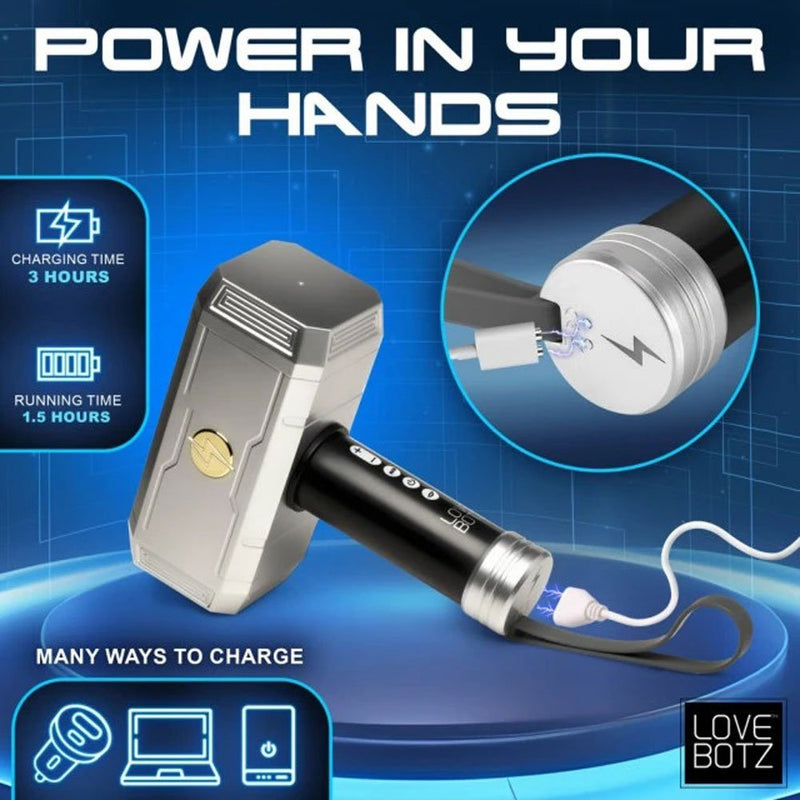 XR Brands Thunder Stroker Sucking Masturbator - Silver - Automatic Stroker Masturbator - Canister Masturbation Cup