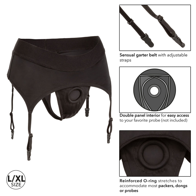 CalExotics Boundless Thong With Garter - L/xl - Black