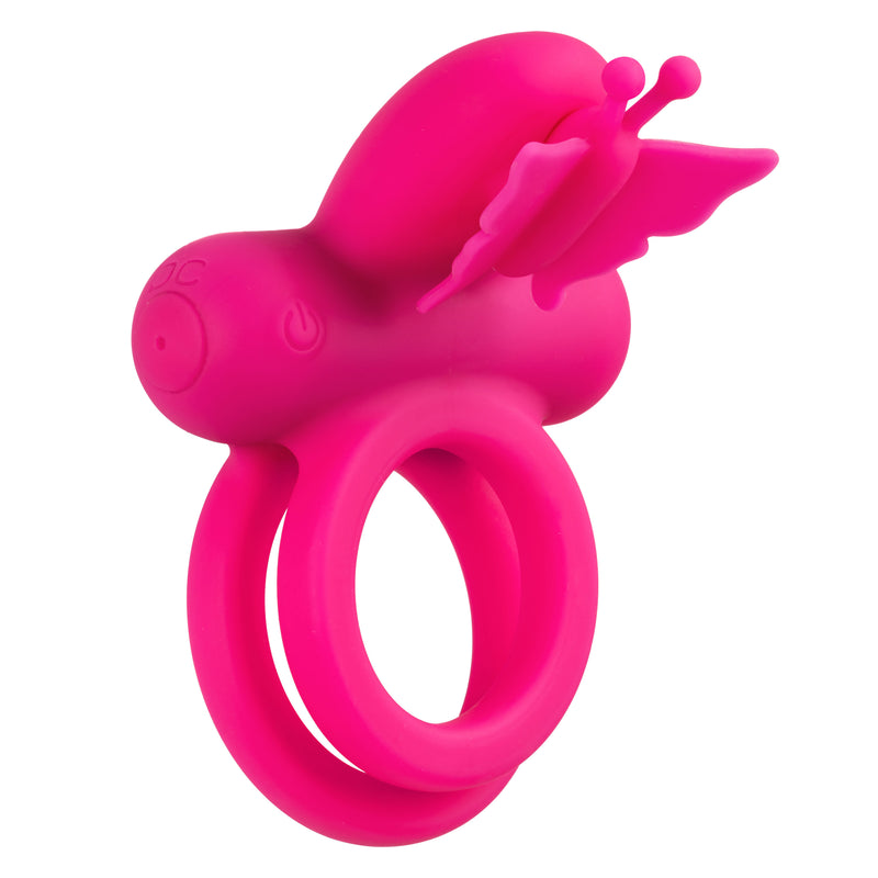 CalExotics Silicone Rechargeable Dual Butterfly Ring - Pink