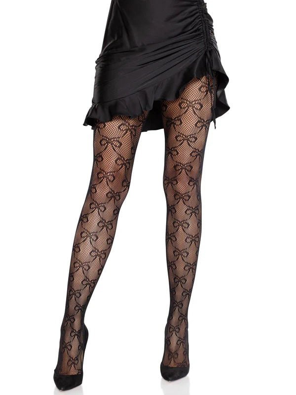 Leg Avenue Bow Babe Net Tights O/s - Black
