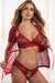 "3pc Robe Set With Bra and Open Crotch Panty - Sun Dried Tomato - Os GWD-OH2560TO"