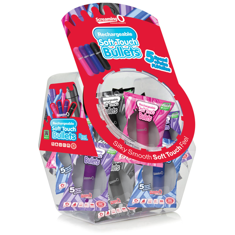 Screaming O Screaming O Soft Touch Rechargeable Bullets - 24 Count Candy Bowl Display