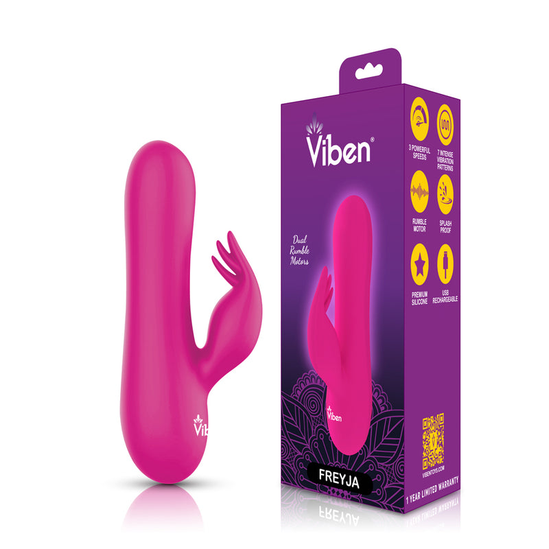 Viben Freyja Mini Triple Ticklers Rabbit Vibe - Hot Pink