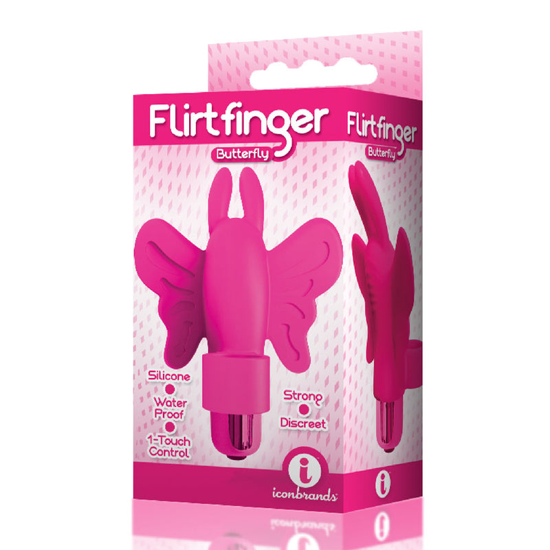 Icon Brands The 9's Flirt Finger Butterfly Finger Vibrator - Pink