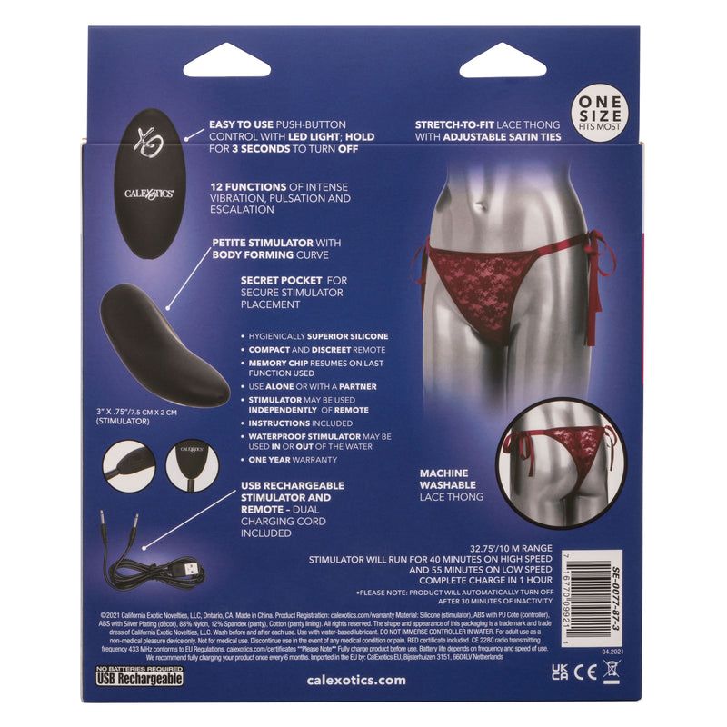 CalExotics Remote Control Lace Thong Set - Burgundy