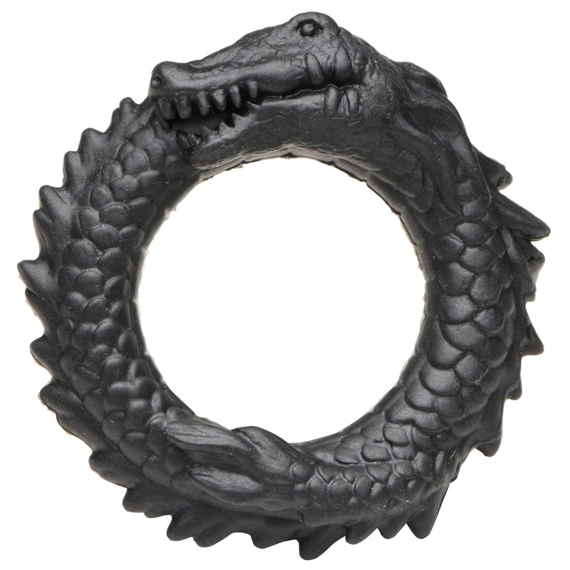 XR Brands Black Caiman Silicone Cock Ring - Black