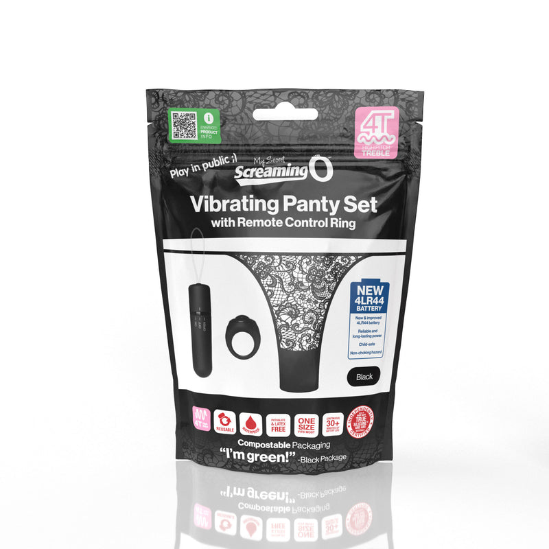 Screaming O Screaming O 4t - Vibrating Panty Set With Remote Control Ring - Black