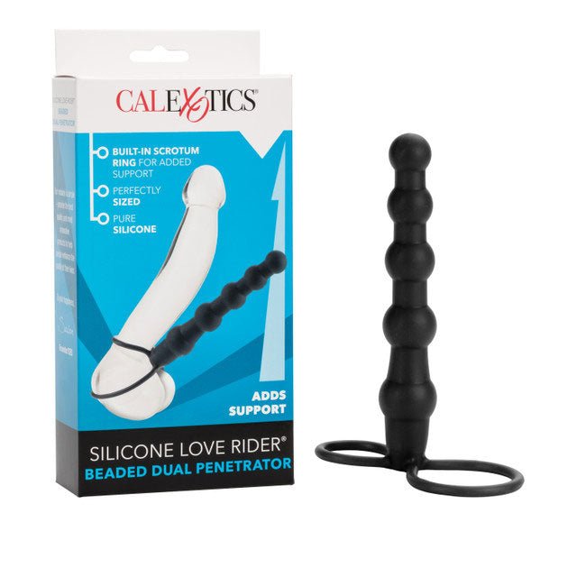 CalExotics Silicone Love Rider Beaded Dual Penetrator - Black