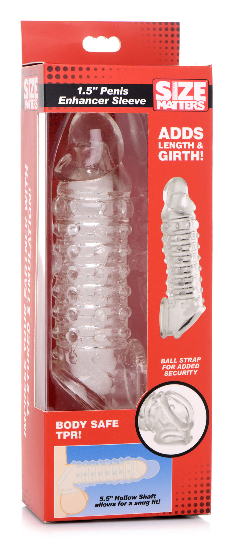XR Brands 1.5 Inch Penis Enhancer Sleeve - Clear