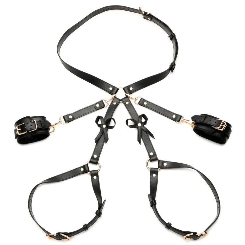 XR Brands Bondage Harness With Bows - Medium/large - Black