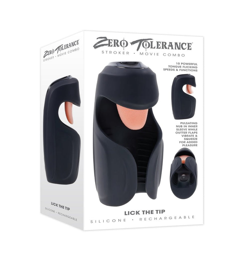 Evolved Novelties Lick The Tip Black - Automatic Stroker Masturbator - Canister Masturbation Cup