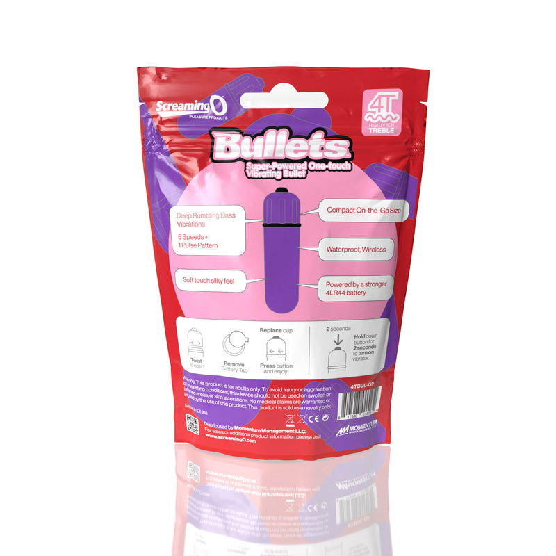 Screaming O Screaming O 4t - Bullet - Super Powered One Touch Vibrating Bullet - Grape