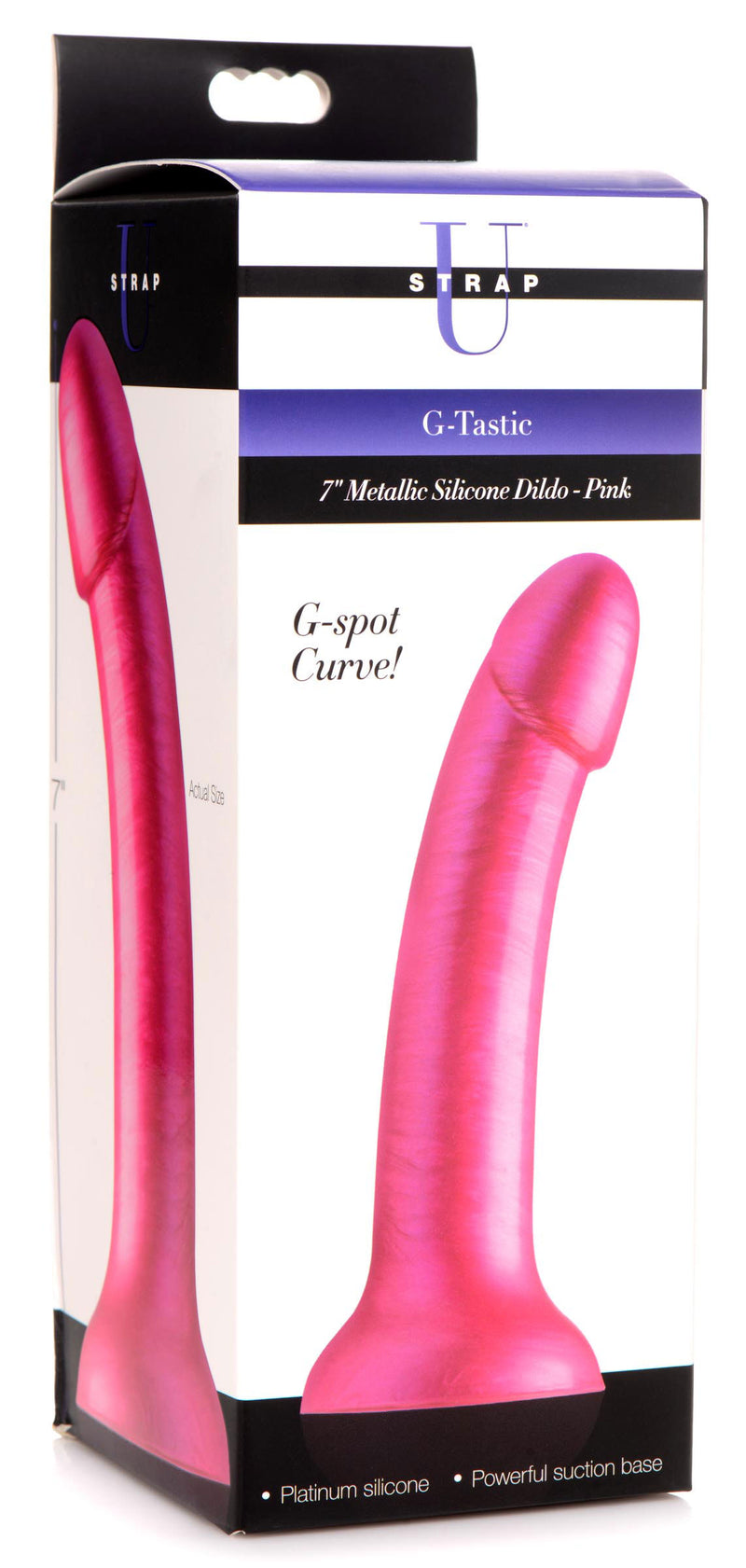 XR Brands G-Tastic 7 Inch Metallic Silicone Dildo - Pink