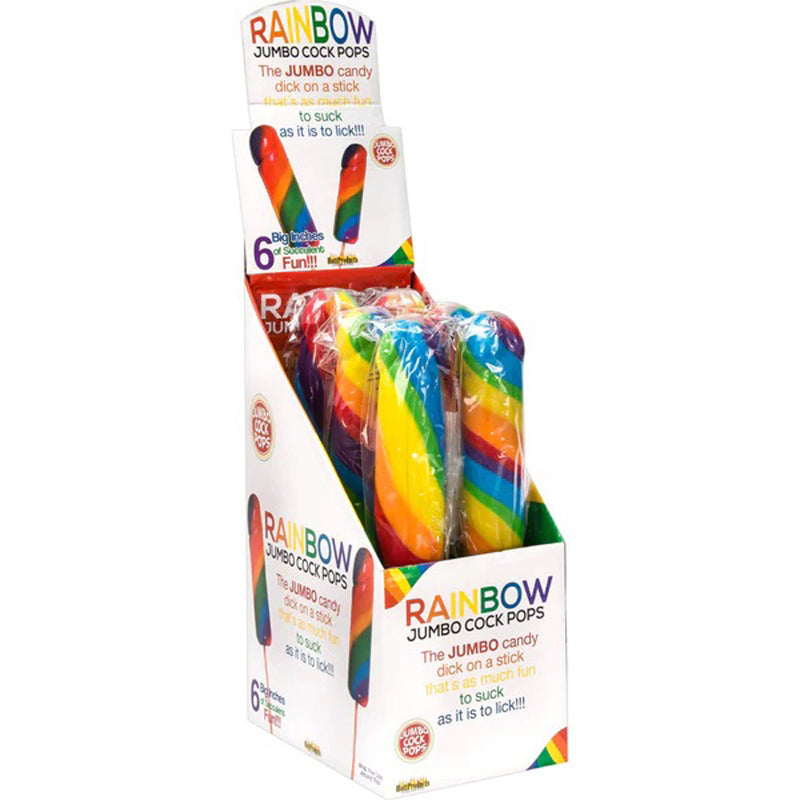 Hott Products Jumbo Rainbow Cock Pops 6 Piece Display