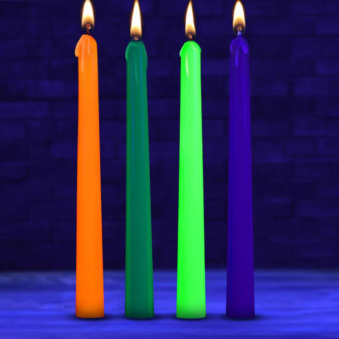 XR Brands Glow Wax Uv Blacklight Reactive Drip Candles Set of 4