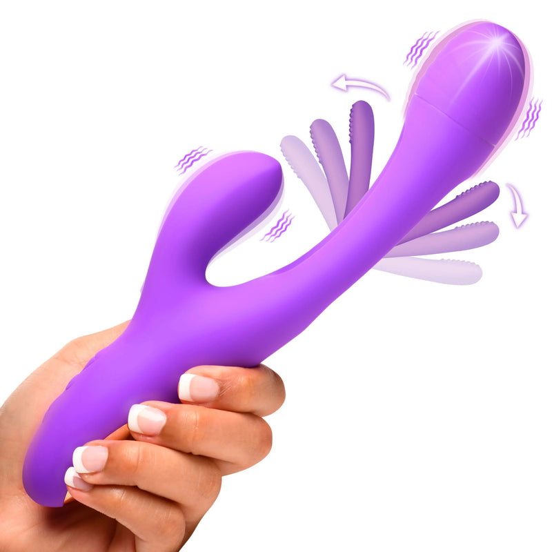 XR Brands Tri-Flick Flicking Silicone Rabbit Vibrator - Purple