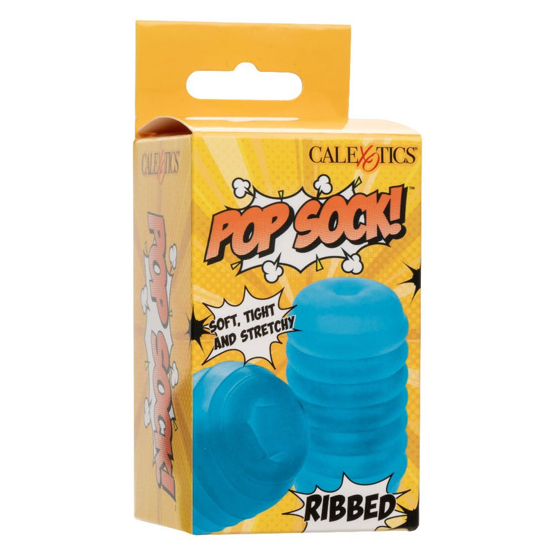 CalExotics Pop Sock Ribbed - Blue - Stroker Masturbator - Mini Stroker