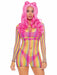 "Rainbow Fishnet Long Sleeved Mini Dress - One Size - Rainbow LA-86795RNBOS"