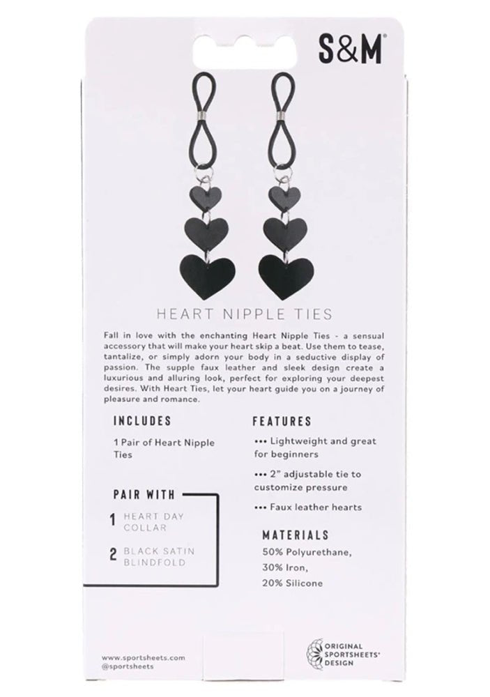 Sportsheets Heart Nipple Ties - Black