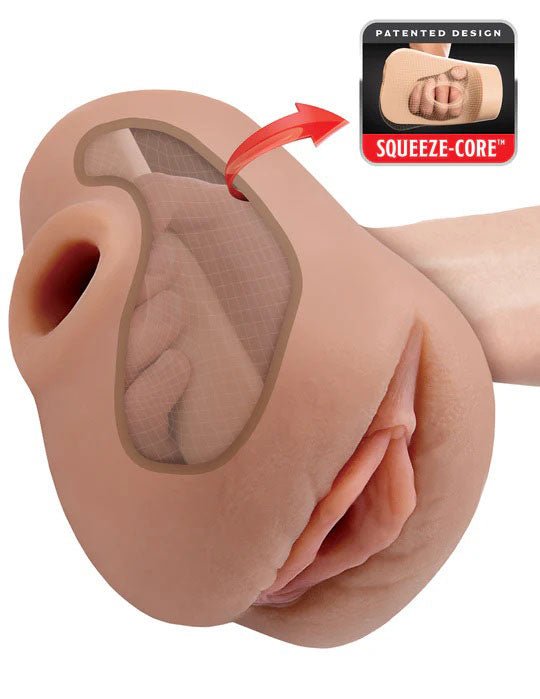 Pipedream PDX Plus Pussy Pounder Squeeze Stroker - Brown - Stroker Masturbator - Realistic Pocket Pussy
