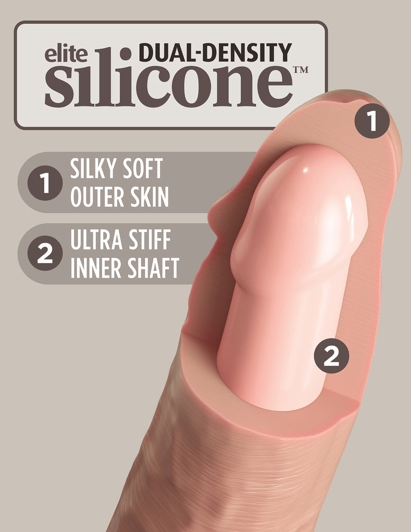 Pipedream King Cock Elite 9 Inch Vibrating Silicone Dual Density Cock With Remote - Light