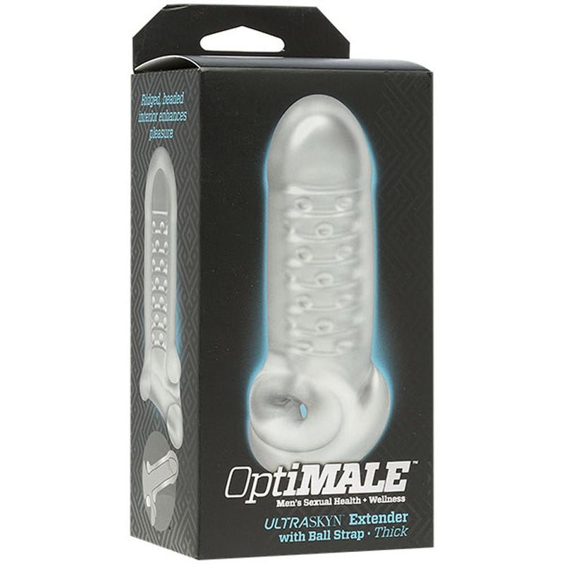 Doc Johnson Optimale - Extender With Ball Strap - Thick - Frost