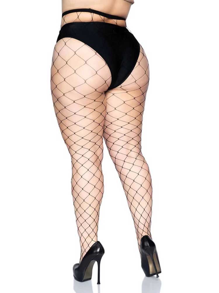 Leg Avenue Fence Net Pantyhose - Queen - Black