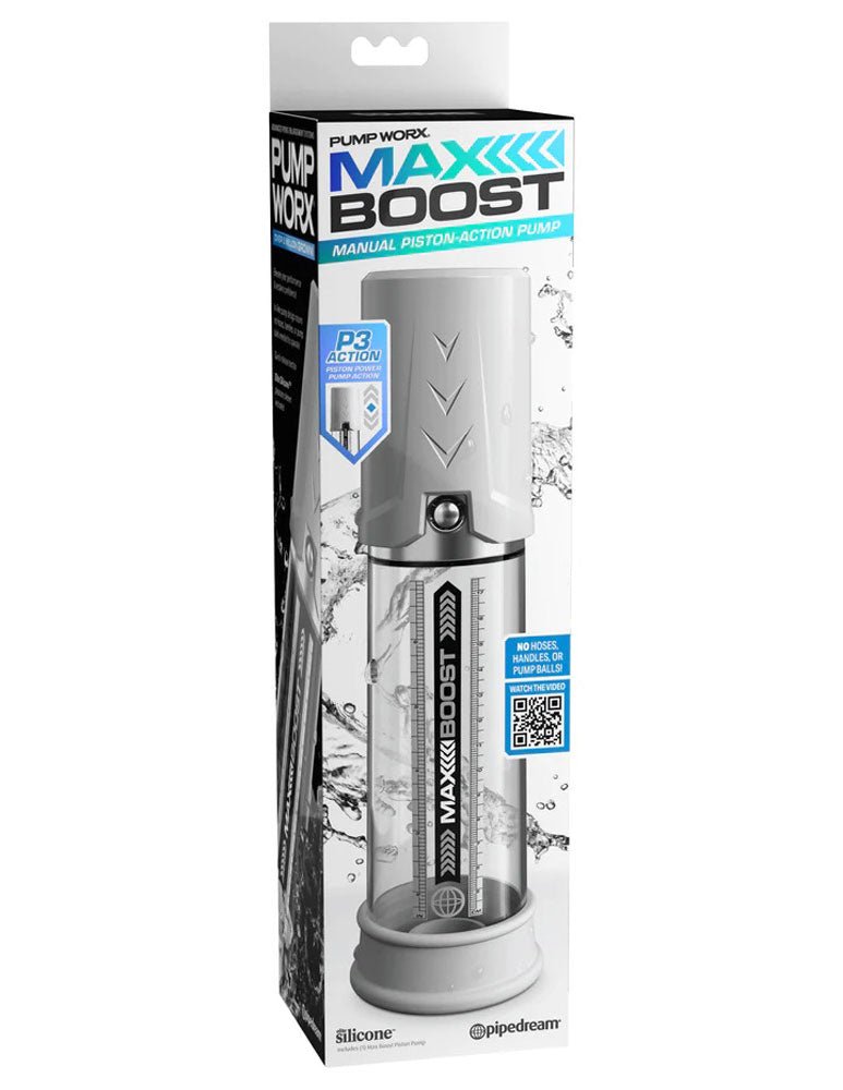 Pipedream Pump Work Max Boost - White/Clear - Penis Pump - With Pump Action Handle