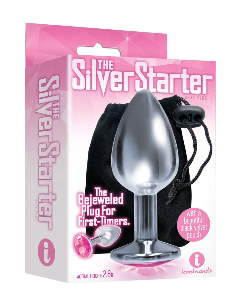 Icon Brands The 9's the Silver Starter Bejeweled Stainless Steel Plug - Pink