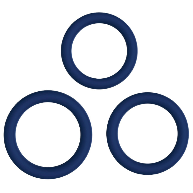I.D. Lubricants Tripple Grip Cock Ring Set - Blue