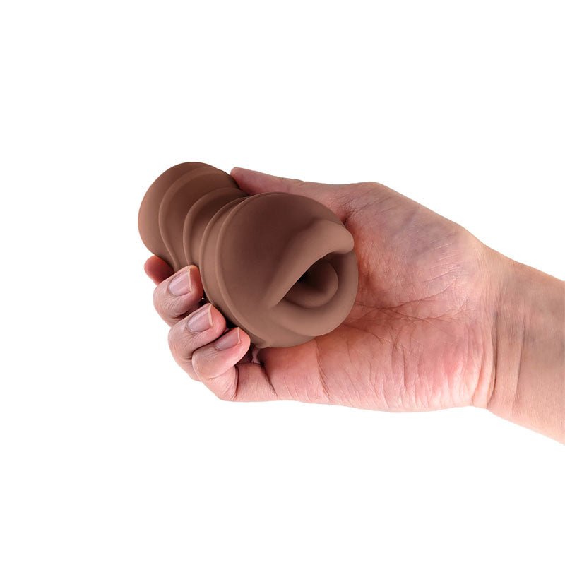 NS Novelties Pocket Pals - Mouth Stroker - Brown - Stroker Masturbator - Realistic Pocket Pussy - Mini Stroker