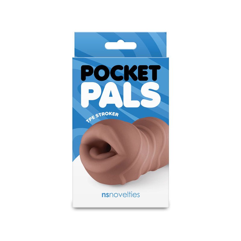 NS Novelties Pocket Pals - Mouth Stroker - Brown - Stroker Masturbator - Realistic Pocket Pussy - Mini Stroker