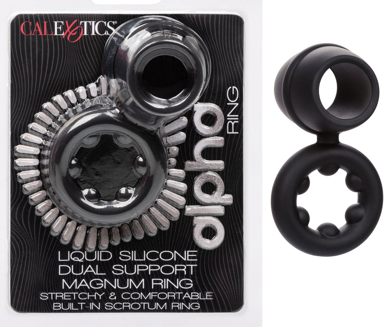 CalExotics Alpha Liquid Silicone Dual Support Magnum Ring - Black