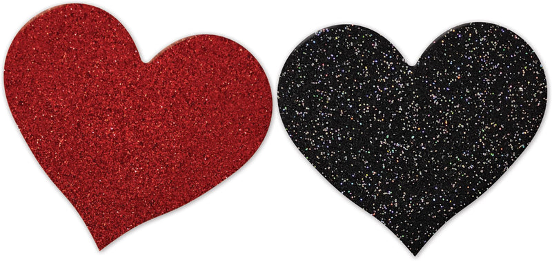 Hott Products Nipplicious - Heart Shape Pasties - Glitter - Red and Black