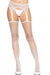 "Industrial Net Stockings With Scalloped Trimmed Attached Garter Belt - One Size - White LA-1956WHTOS"