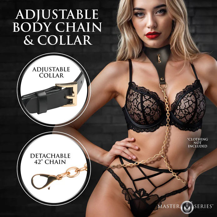 XR Brands Captivate Collar With Body Chain - Black