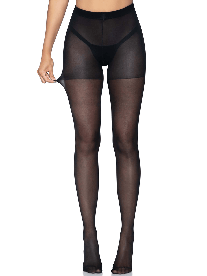Leg Avenue Sheer Open Butt Crotchless Pantyhose - One Size - Black