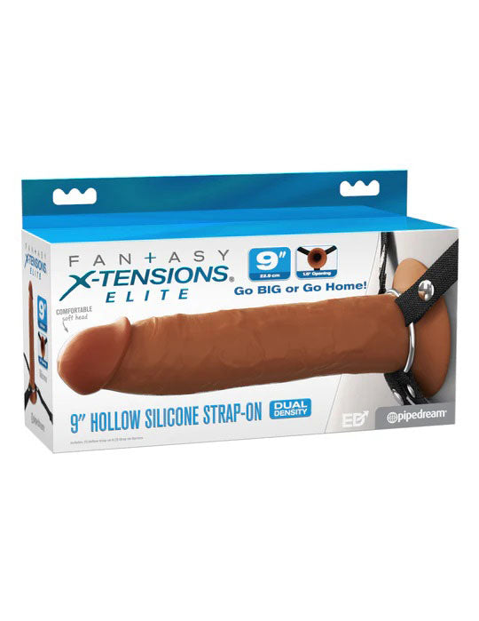 Pipedream Fantasy X-Tensions Elite 9" Silicone Hollow Strap on - Brown