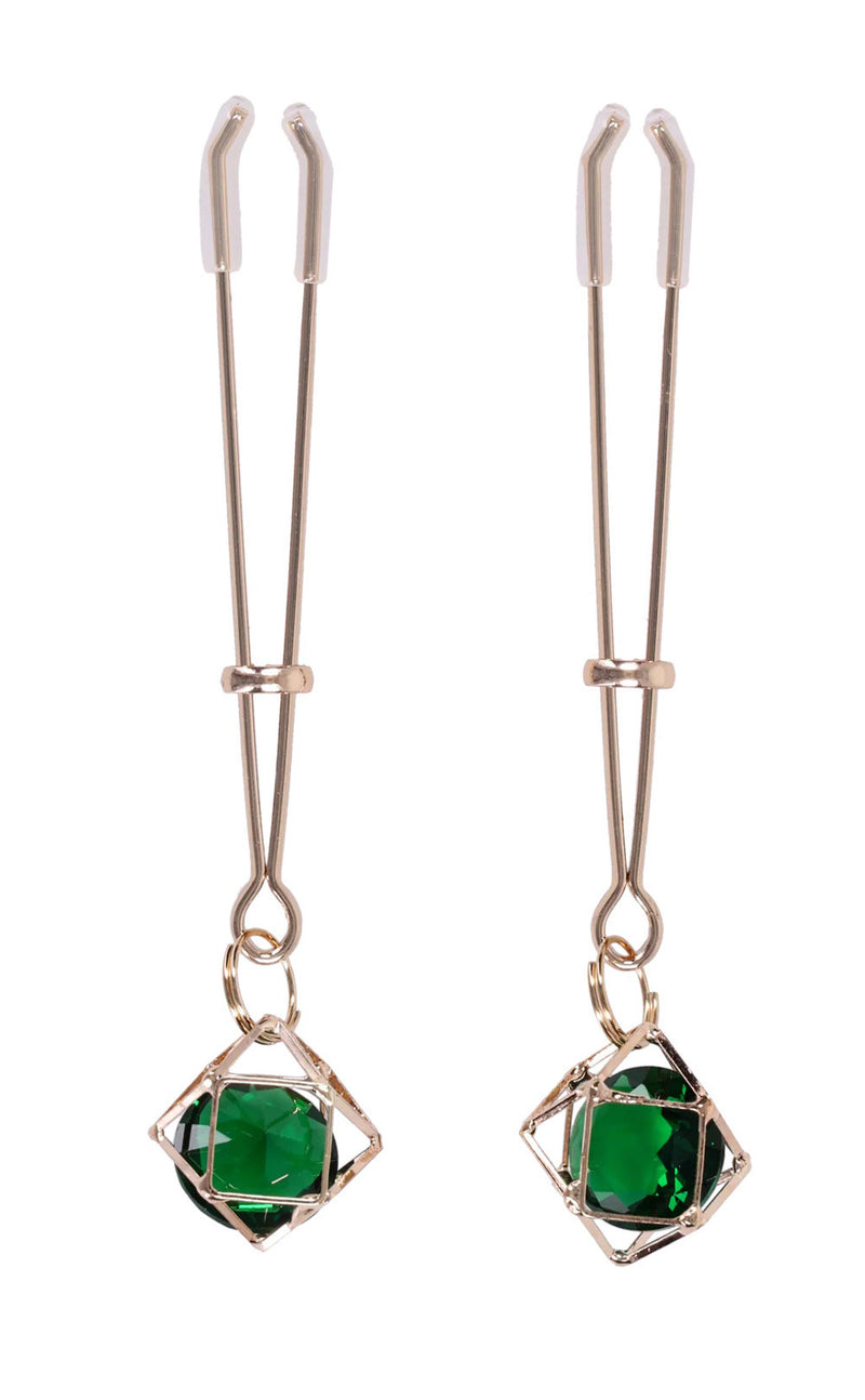 Sportsheets Indica Crystal Nipple Clips - Green