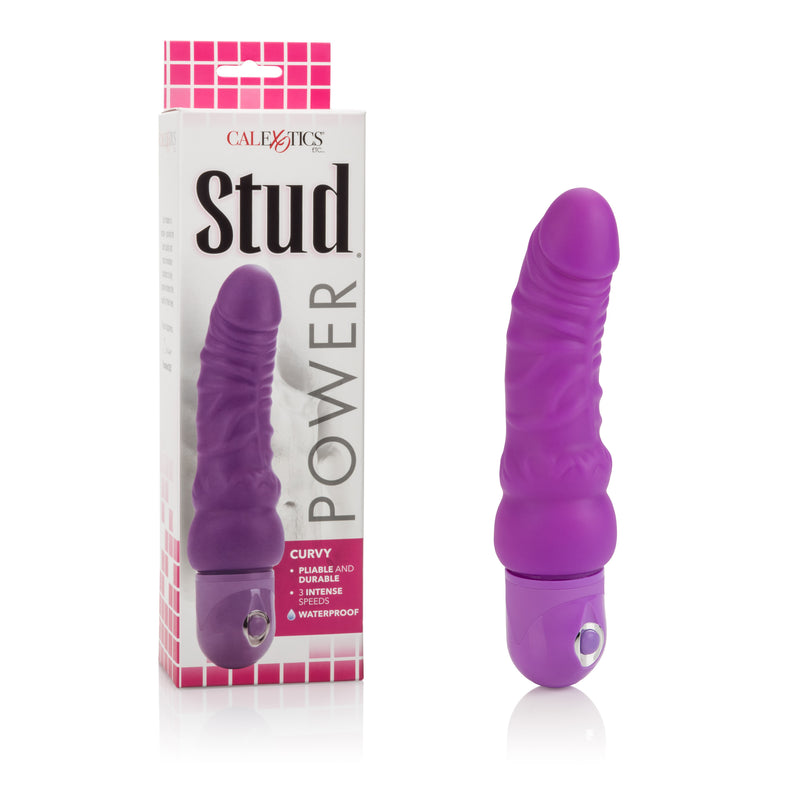 CalExotics Waterproof Power Stud Curvy Dong - Purple