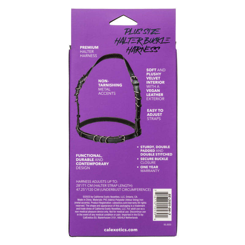 CalExotics Euphoria Collection Plus Size Halter Buckle Harness - Black