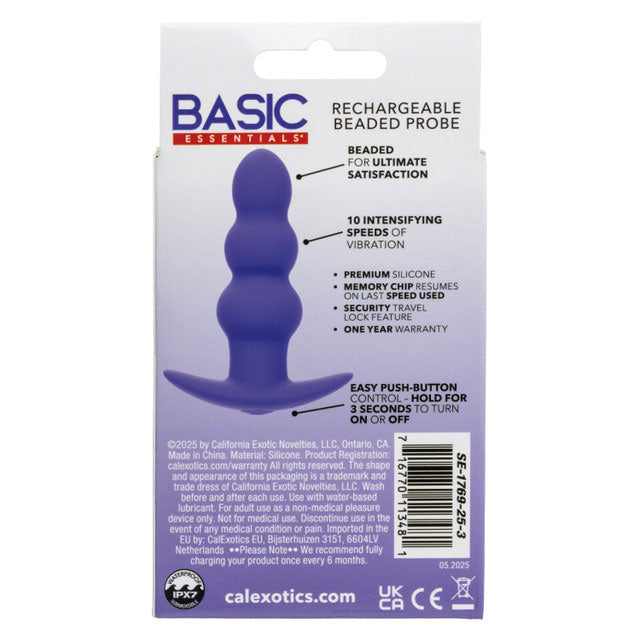CalExotics Basic Essentials Rechargeable Beaded Probe - Purple