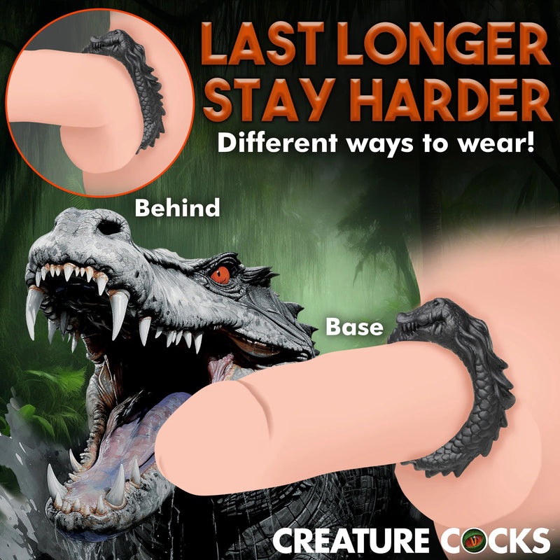 XR Brands Black Caiman Silicone Cock Ring - Black