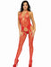 "Seamless Heart Net Suspender Bodystocking - One Size - Red LA-89306REDOS"