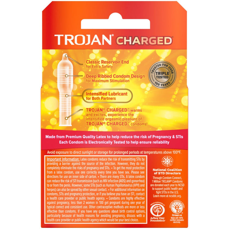 Paradise Marketing Trojan Intensified Charged Orgasmic Pleasure Condoms - 3 Pack