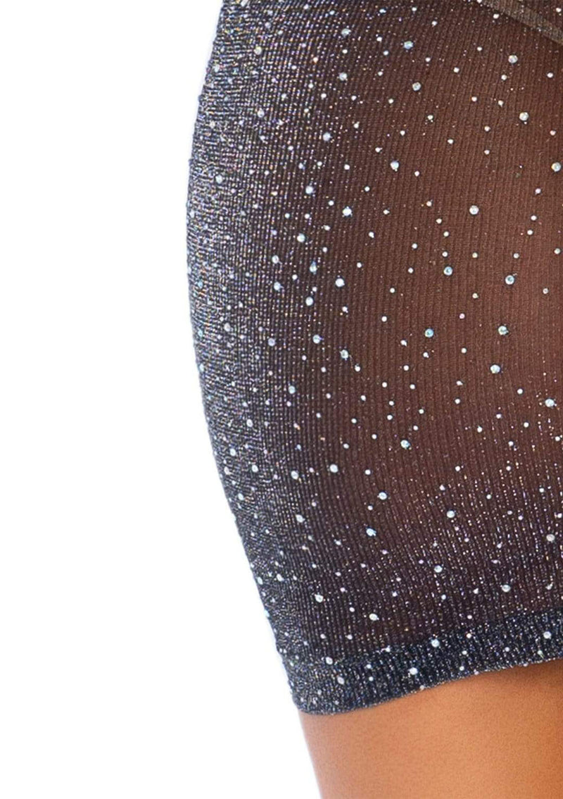 Leg Avenue Shimmery Rhinestone Tube Dress - One Size - Black/silver