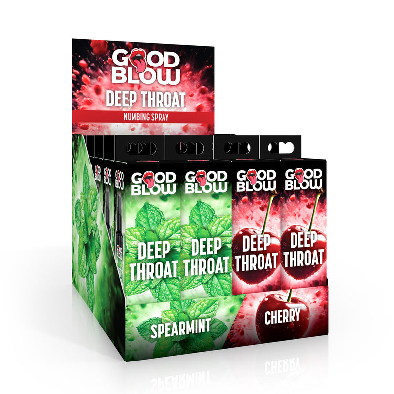 XR Brands Deep Throat Numbing Spray Pop Display - Cherry/spearmint 24 Pcs