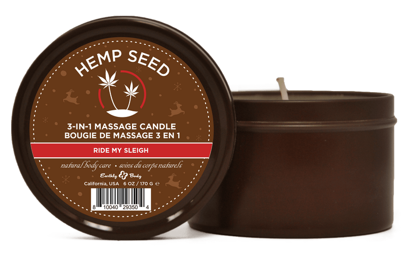 "Hemp Seed 3-in-1 Massage Candle Ride My Sleigh 6oz/ 170 G EB-HSCH021C"