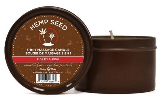 "Hemp Seed 3-in-1 Massage Candle Ride My Sleigh 6oz/ 170 G EB-HSCH021C"