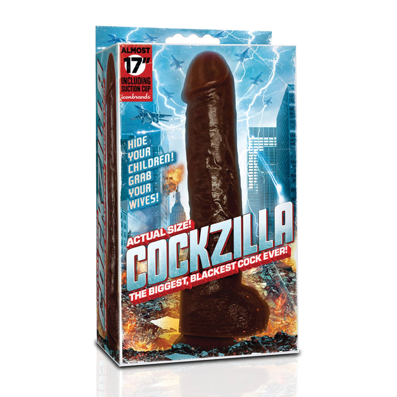 Icon Brands Cockzilla - Massive Nearly 17 Inch Realistic Black Colossal Cock